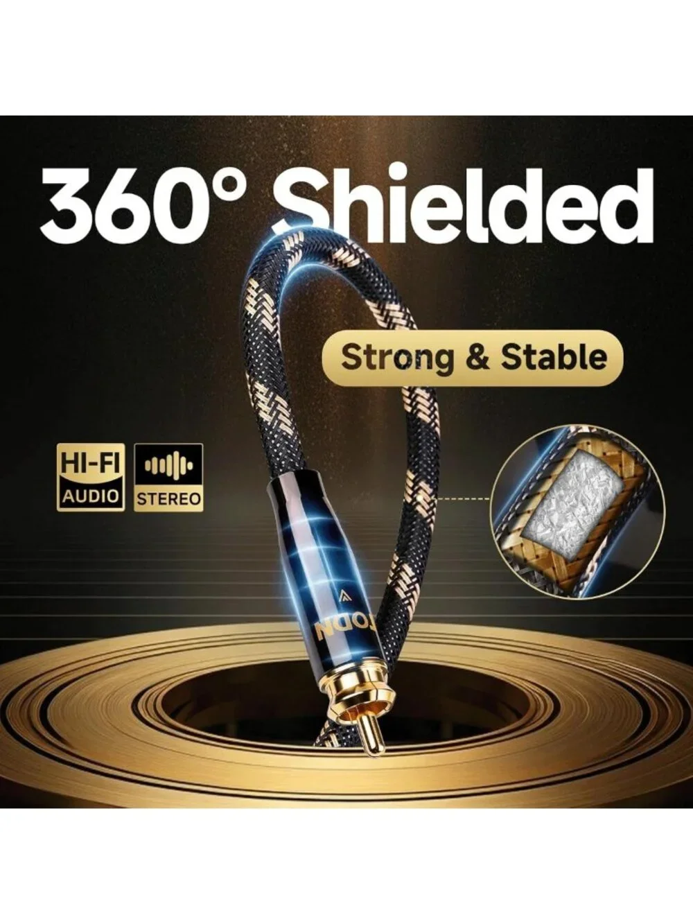 3.5mm to RCA Audio Cable 3ft - HiFi Shielded, High-Quality for Amplifiers